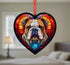Bulldog Stained Glass Effect Heart Suncatcher
